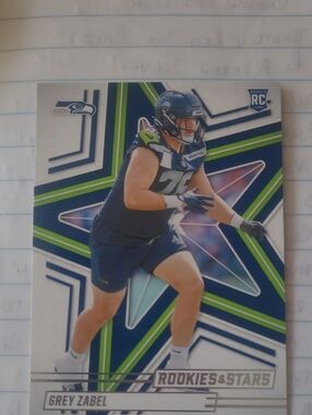 Panini Rookies & Stars Grey Zabel Football Card - Blue Green White